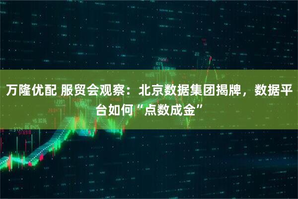 万隆优配 服贸会观察：北京数据集团揭牌，数据平台如何“点数成金”